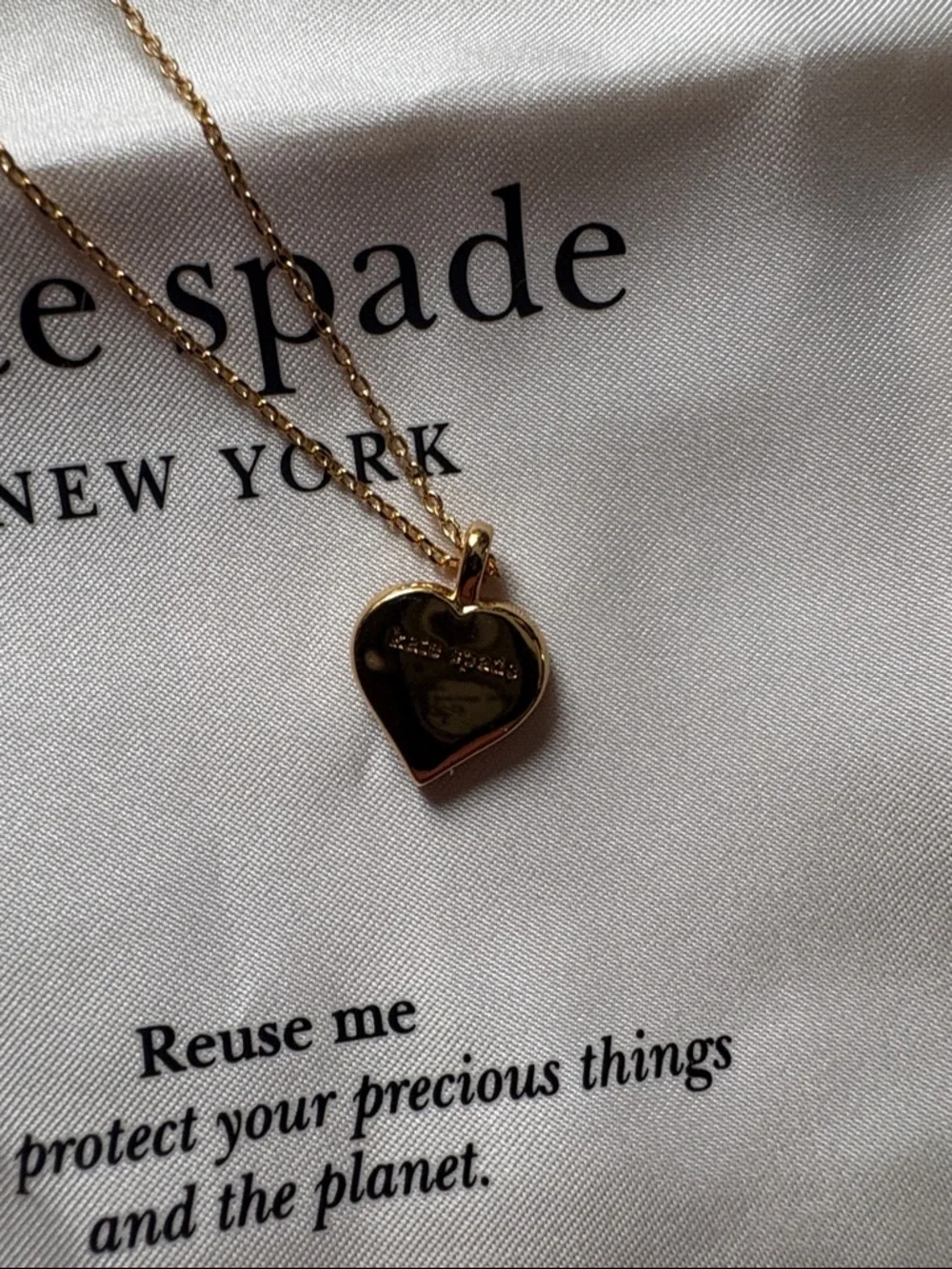 kate spade Gold Heart Necklace with Multicolor Crystal Border adjustable - Picture 3 of 8